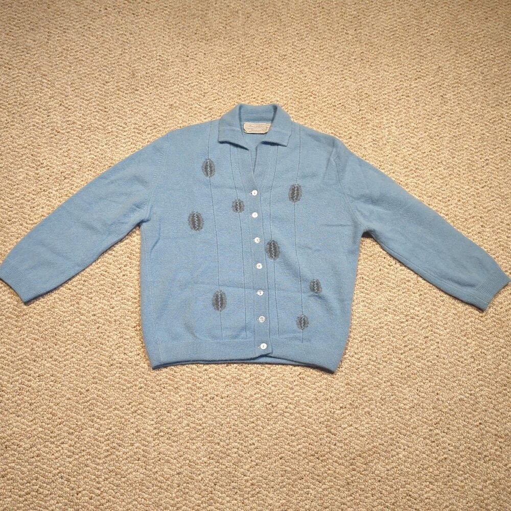 Vintage Bernhard Altmann Marshall Fields Cardigan Sweater Blue Wool